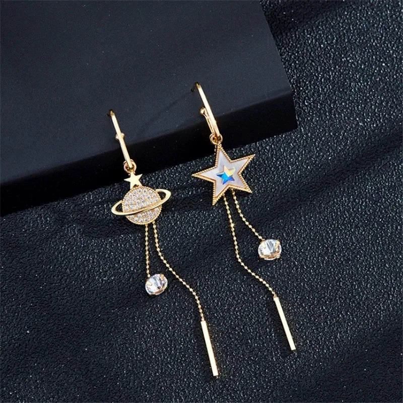 Star and Planet Dangling Earrings