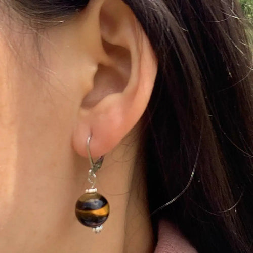 Women's Hanging Earrings Tiger's Eye