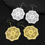 Women's Hanging Earrings Metatron Cube Silver