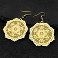 Women's Hanging Earrings Metatron Cube Gold