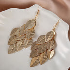 Women's Gold Leaf Dangle Earrings