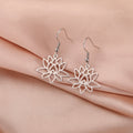 Women's Lotus Flower Dangle Earrings silver