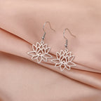 Women's Lotus Flower Dangle Earrings silver