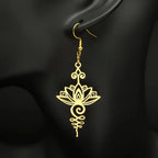 Lotus Flower Dangling Earrings for Women gold