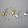 Silver Magnolia Flower Dangle Earrings