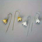 Silver Magnolia Flower Dangle Earrings