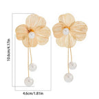 Flower and Pearl Dangle Earrings
