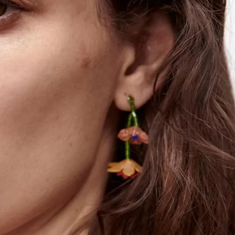 Bohemian Style Flower Dangle Earrings