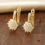 Dangling Flower Zircon Gold Earrings B