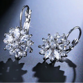 Dangling Flower Zircon White Earrings