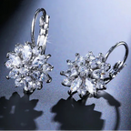 Dangling Flower Zircon White Earrings