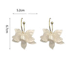 Wide White Flower Hanging Hoop Earrings
