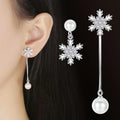 Silver Snowflake Dangle Earrings for Women
