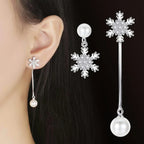 Silver Snowflake Dangle Earrings for Women
