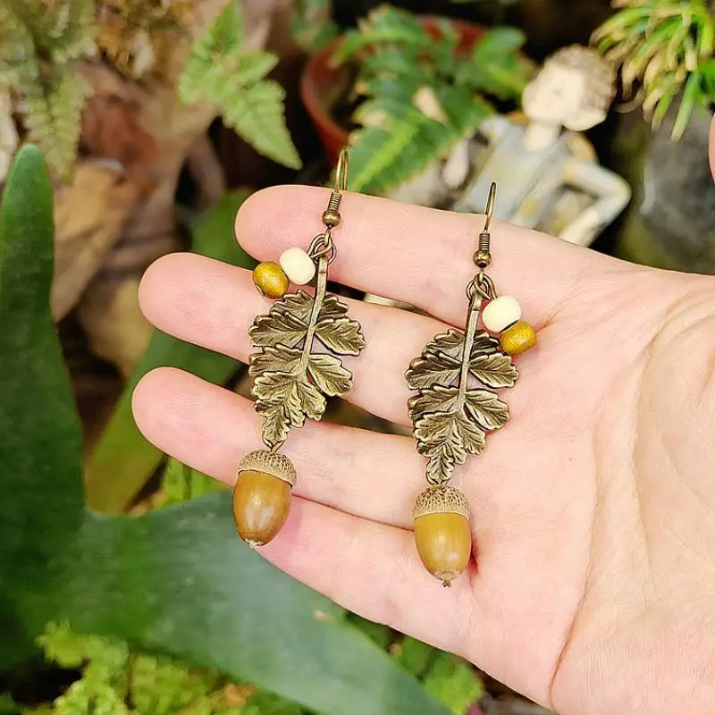 Dangling Earrings Tassel and Leaf