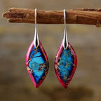 Colored Silver Red and Blue Water Drop Dangle Earrings