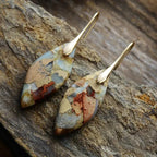 Colored Gold and Brown Water Drop Dangle Earrings