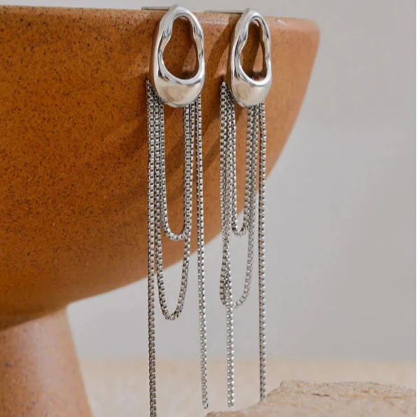 Silver Water Drop Dangle Earrings for Women