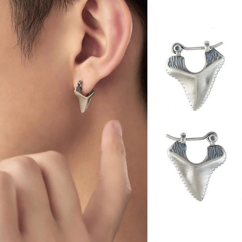 Dangling Earrings Inlaid with Shark Tooth