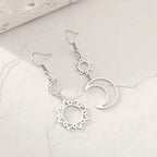 Moon and Sun Hanging Earrings silver