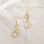 Moon and Sun Hanging Earrings gold
