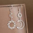 Moon and Sun Hanging Earrings silver