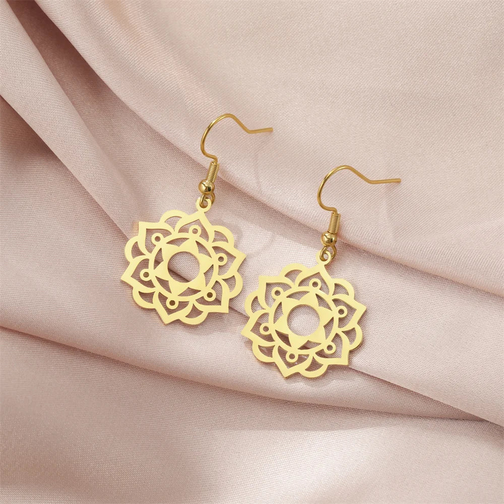 Mandala Women's Hanging Earrings Gold