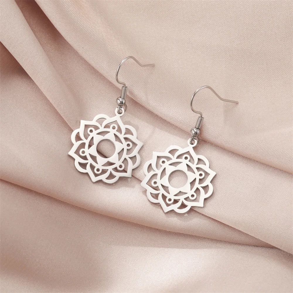 Mandala Women's Hanging Earrings Silver