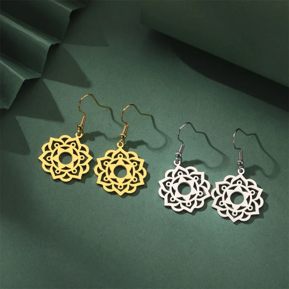 Mandala Women's Hanging Earrings Silver