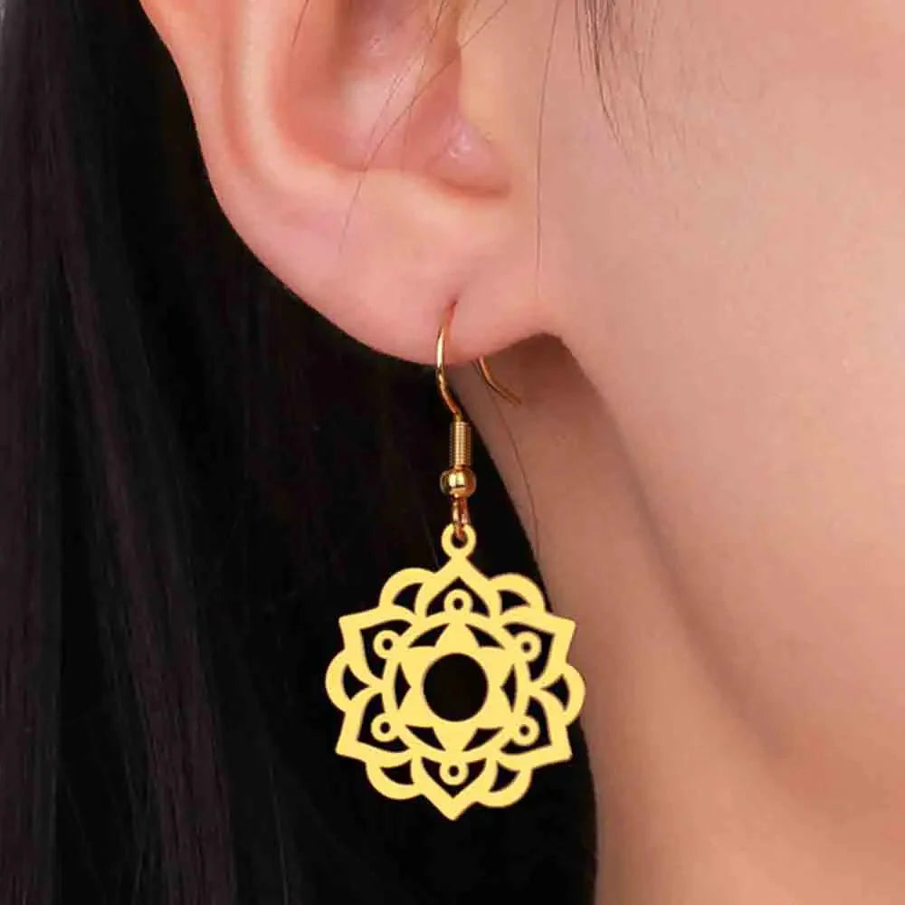 Mandala Women's Hanging Earrings Gold