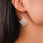 Witch's Knot Protection Dangle Earrings for Women Wiccan silver