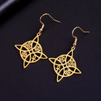 Witch's Knot Protection Dangle Earrings for Women Wiccan gold