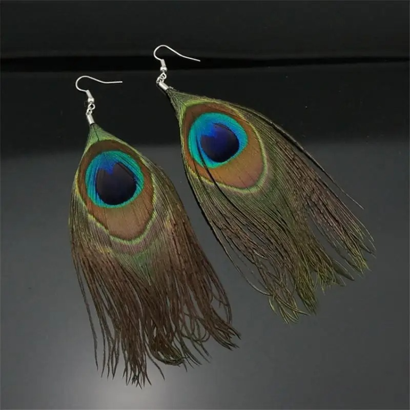 Peacock Feather Dangle Earrings