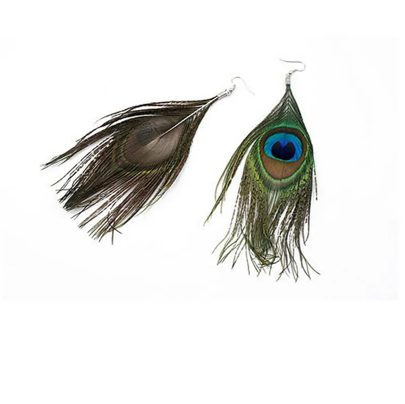 Peacock Feather Dangle Earrings