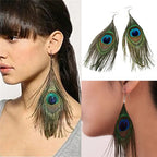 Peacock Feather Dangle Earrings