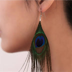 Peacock Feather Dangle Earrings