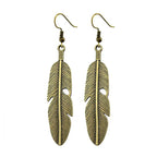 Feather Dangle Earrings for Women bronze