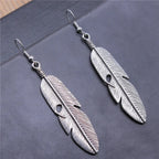 Feather Dangle Earrings for Women silver