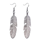 Feather Dangle Earrings for Women silver