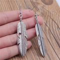 Feather Dangle Earrings for Women silver