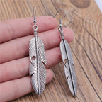 Feather Dangle Earrings for Women silver