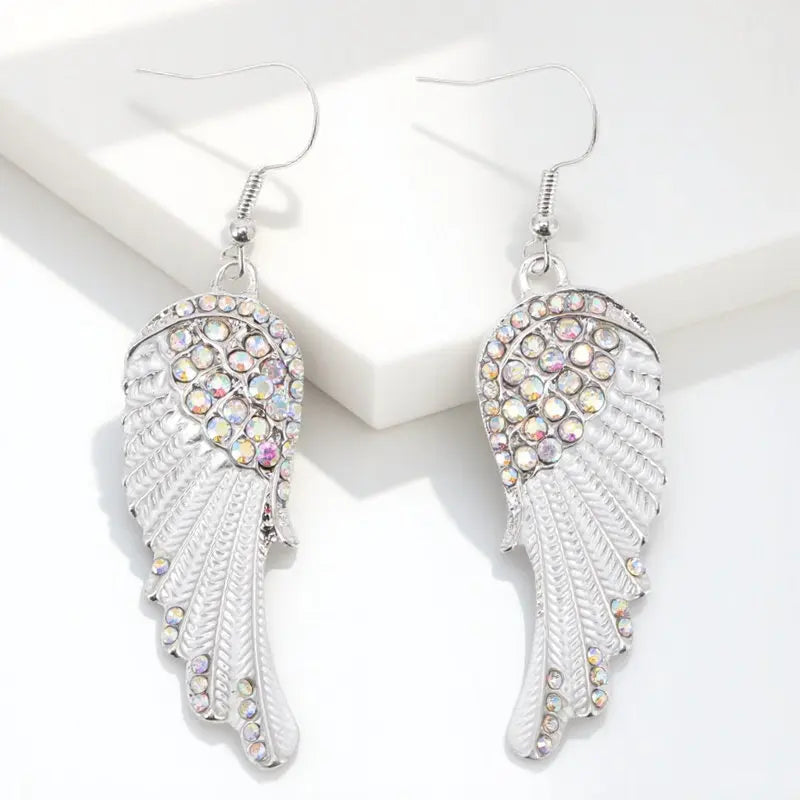 Women's angel wing drop earrings