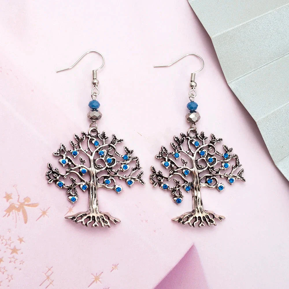 Dangling Earrings for Women Blue Tree of Life