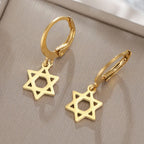 Women's dangling earrings with the symbolic Jewish Star of David in gold