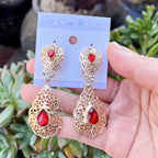 Arab wedding drop earrings for women red