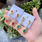 Arab wedding drop earrings for women red