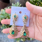 Arab wedding drop earrings for women green