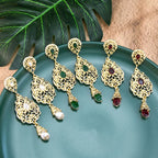Green Arabic Muslim wedding drop earrings for women