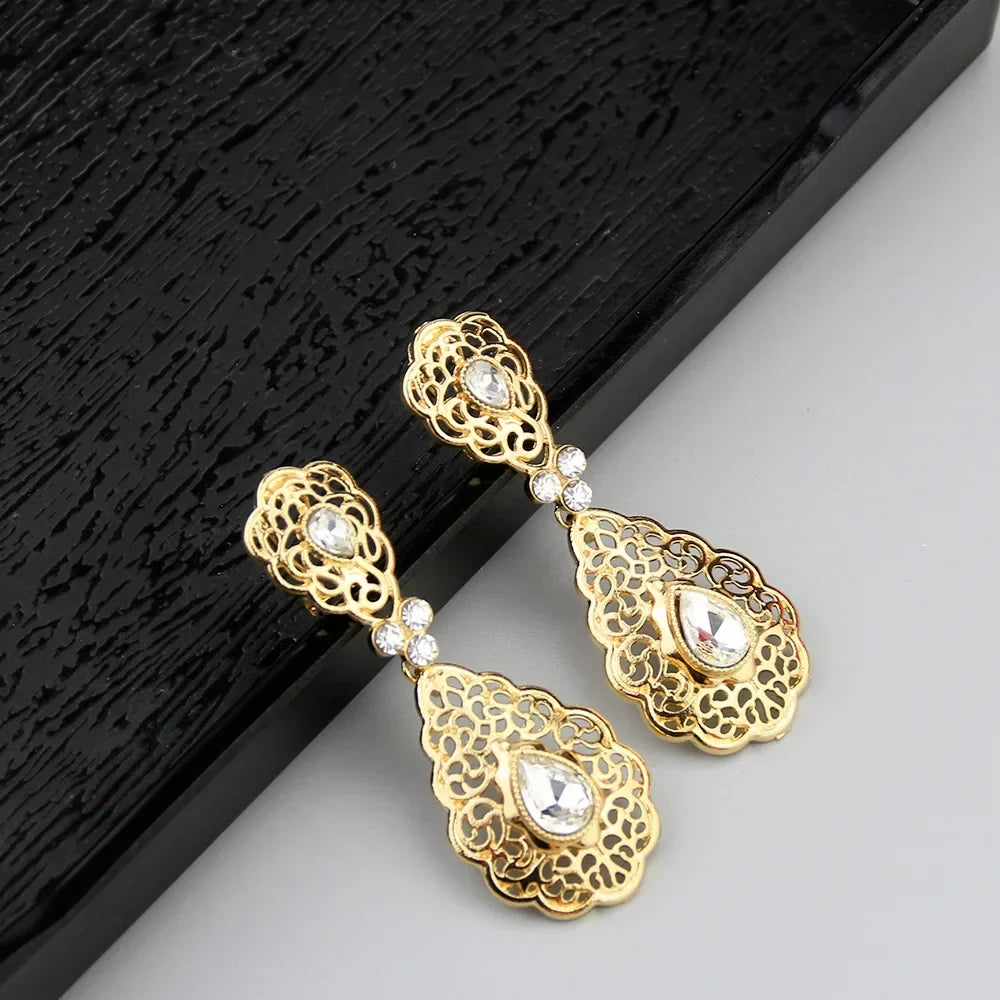 Arab wedding drop earrings for women white