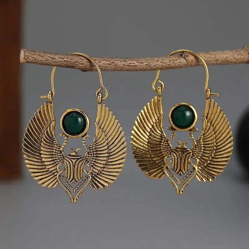 Egyptian Scarab Dangle Earrings